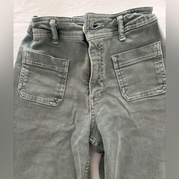 Zara Girls Marine Pants Wide Leg Jeans Sage Green - Size 10Y - Picture 4 of 4